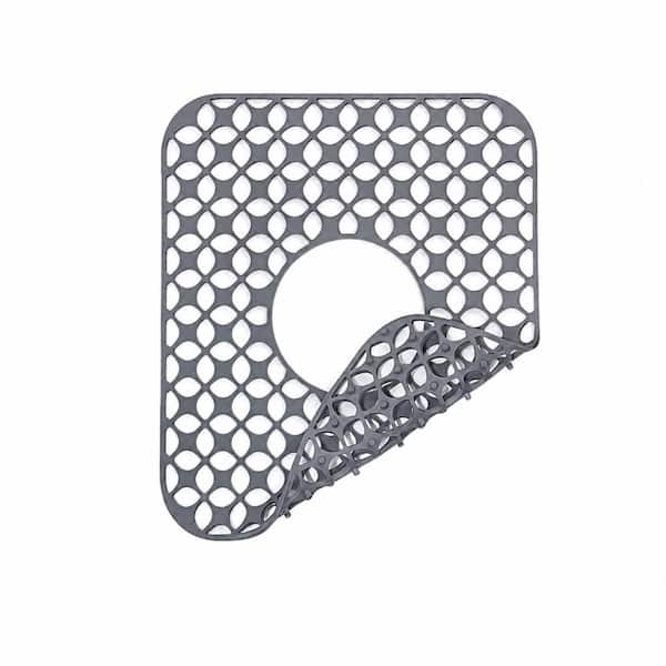13.58 in. x 11.6 in. Folding Non-Slip Silicone Sink Protector Mat, Heat Resistant, Grey, 1-Piece