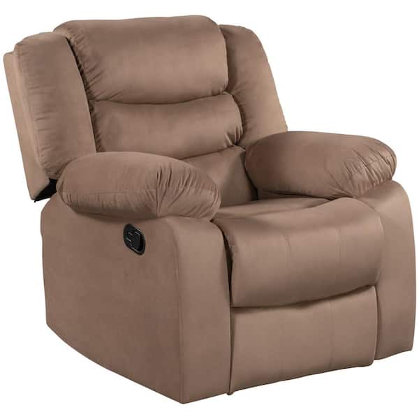 aisword Home Theater Seating Manual Recliner, Velvet Upholstered Reclining Chair for Living Room - Brown(1-Seat)
