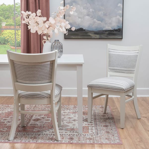 Lerra Gray and White Fabric Dining Side Chair Set of 2