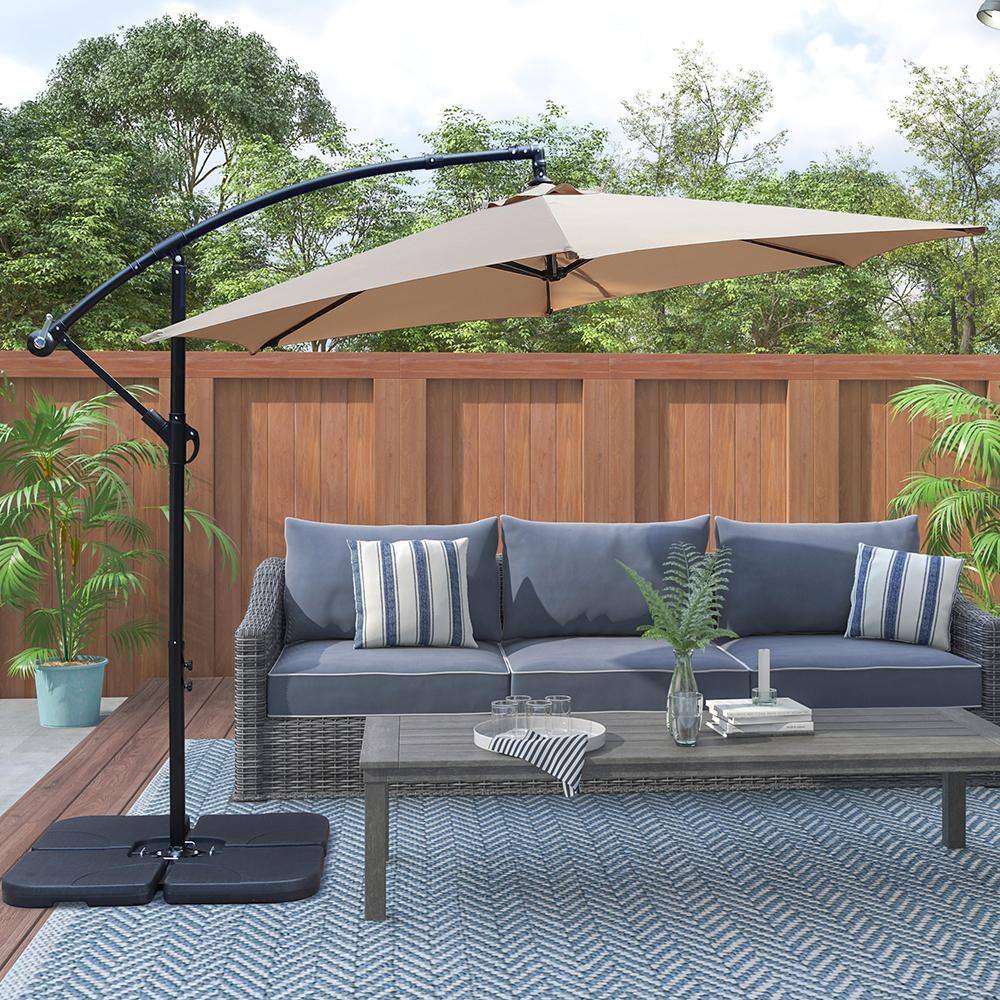 10 ft. Steel Offset Cantilever Outdoor Patio Umbrella with Easy Crank in Tan price history on PriceWatchPro