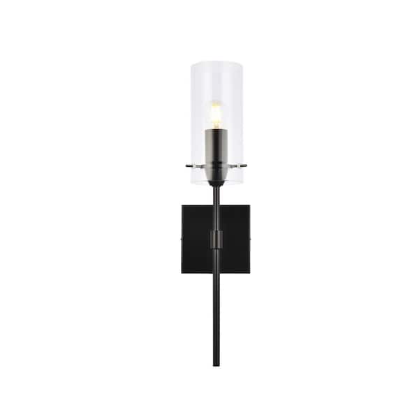 Unbranded Home Living 4.7 in. 1-Light Black Vanity Light with Glass Shade
