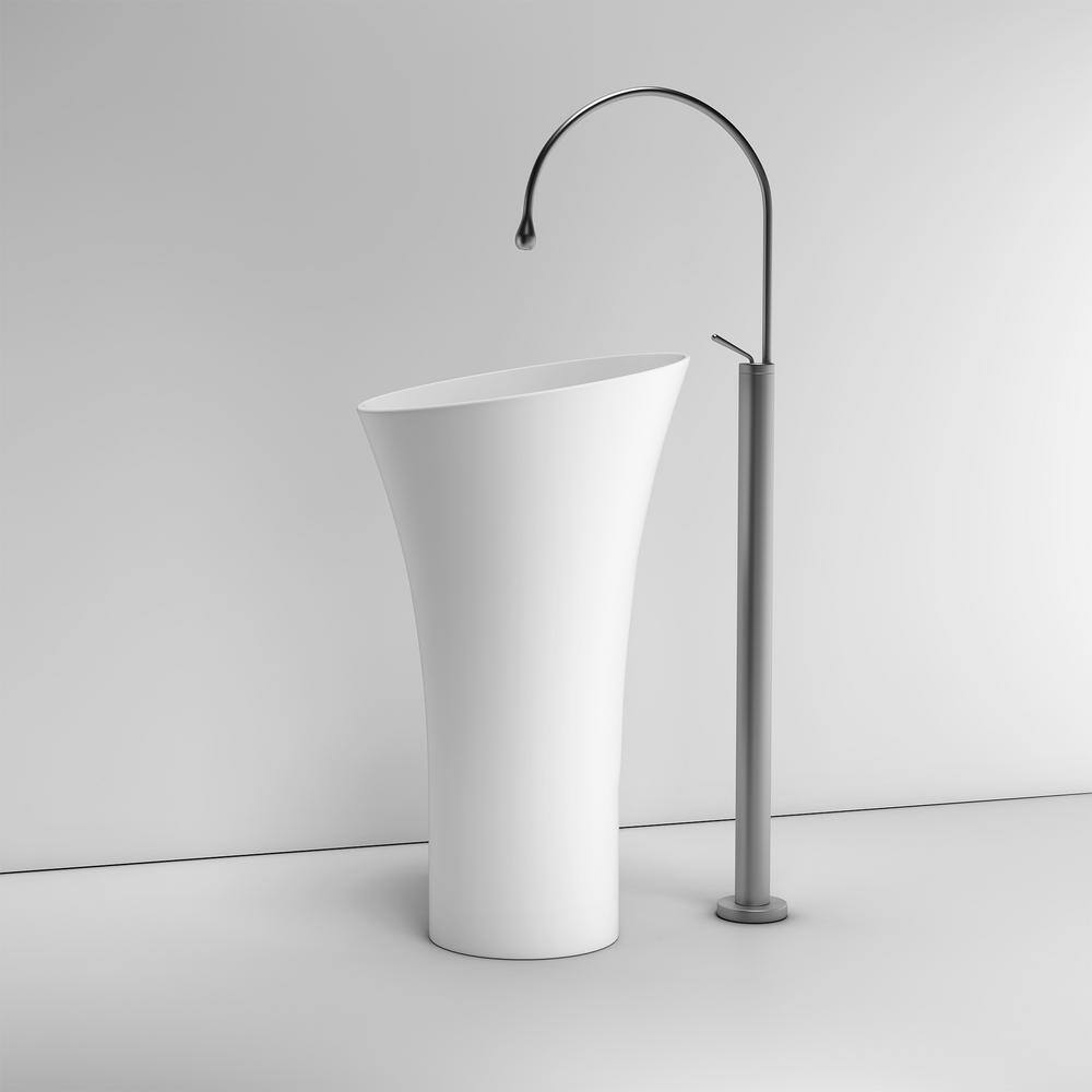 FAMYYT 35.4 in. H White Solid Surface Resin Specialty Vessel Sink XJ377W The Home Depot