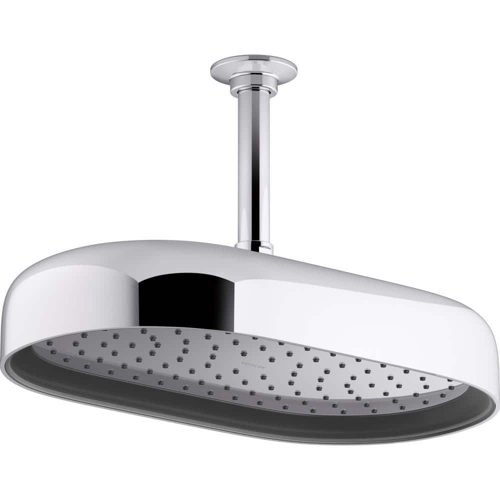 Elegant 14" Oval Ceiling-Mount Rain Showerhead in Polished Chrome