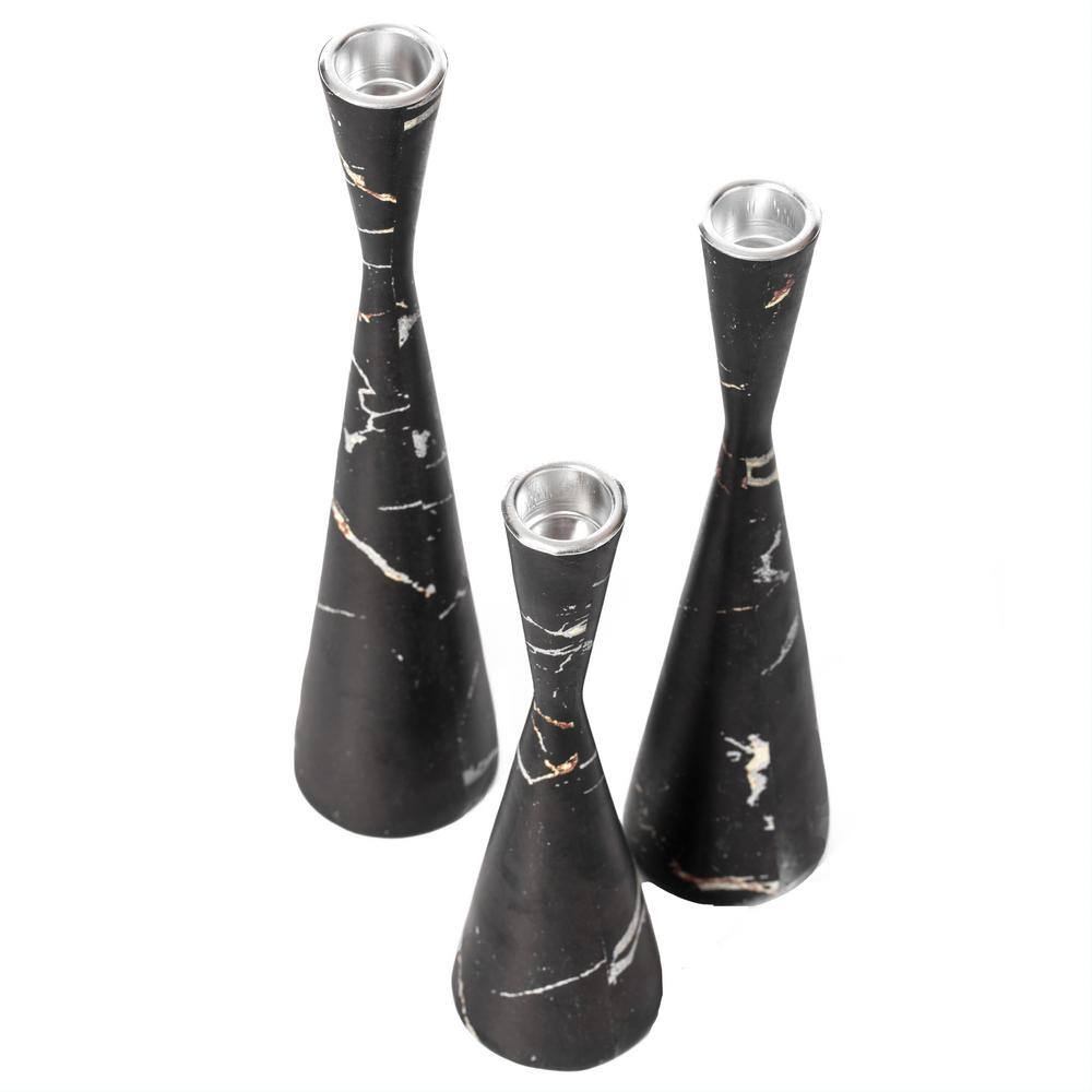 Black Marble Resin Taper Candle Holders, Pack of 18