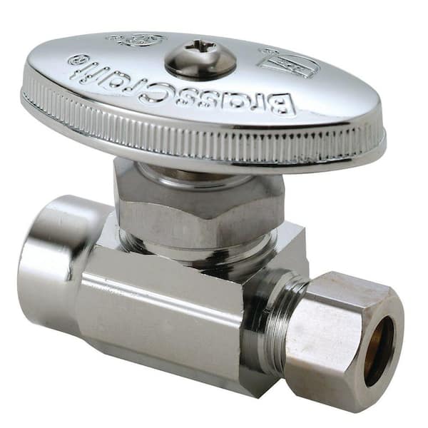 BrassCraft 1/2 in. Sweat Inlet x 3/8 in. Compression Outlet Chrome-Plated Multi-Turn Straight Valve