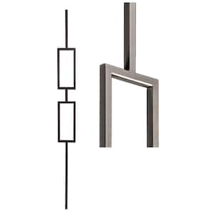 Aalto Modern 44 in. x 0.5 in. Ash Grey Double Rectangle Hollow Wrought Iron Baluster