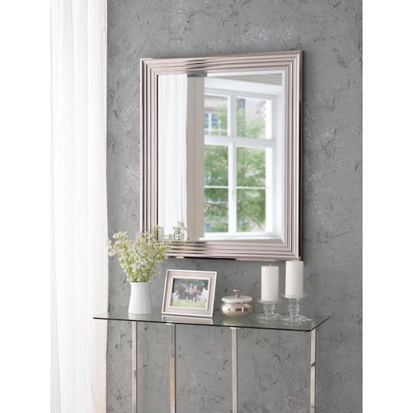 Kenroy Home Medium Square Polished Aluminum Finish Beveled Glass Contemporary Mirror (36 in. H x 30 in. W)