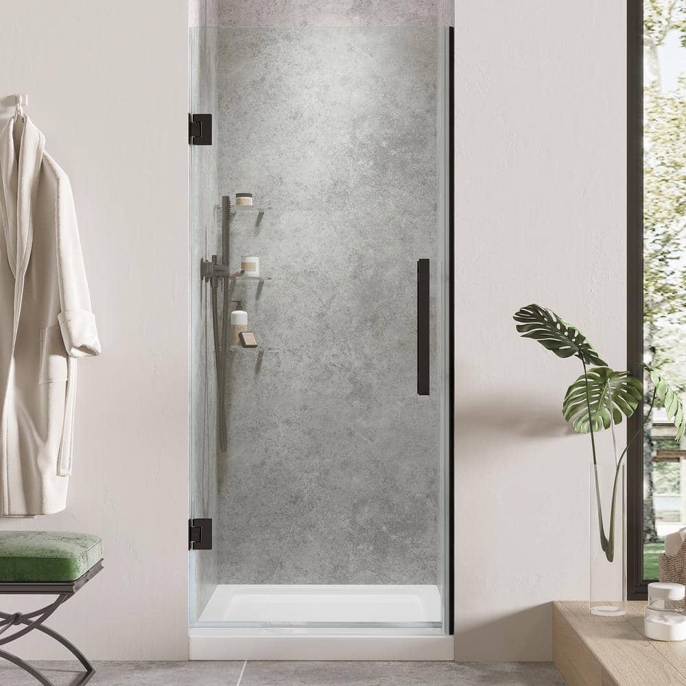 Tampa-Pro 32" Black Frameless Alcove Shower Kit with Shelves