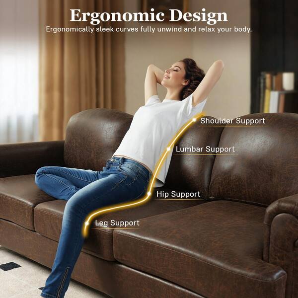 アデペシュ　WARM 3 seat sofa Allwex TATA 91 in. Rolled Arm Suede 3-Seater Couch Modern