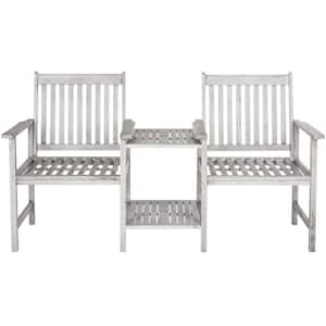 Brea 65 in. 2-Person Grey Acacia Wood Outdoor Bench