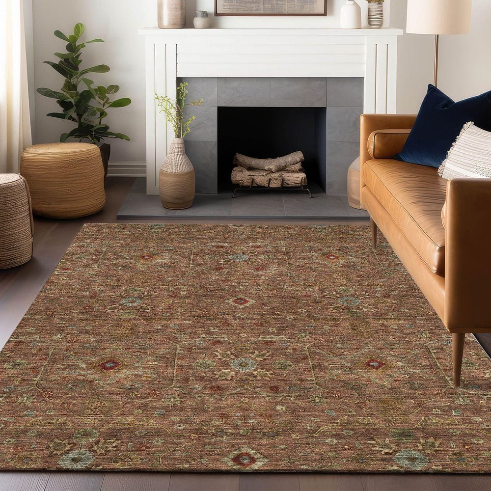 Paprika Flat Woven Synthetic Washable Rectangular Rug