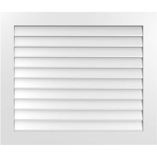 Ekena Millwork 40" x 34" Rectangular White PVC Paintable Gable Louver Vent Non-Functional