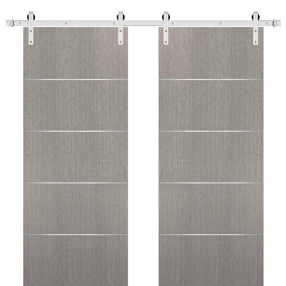 Sartodoors 0020 84 In. X 80 In. Flush Grey Oak Finished Wood Barn Door ...