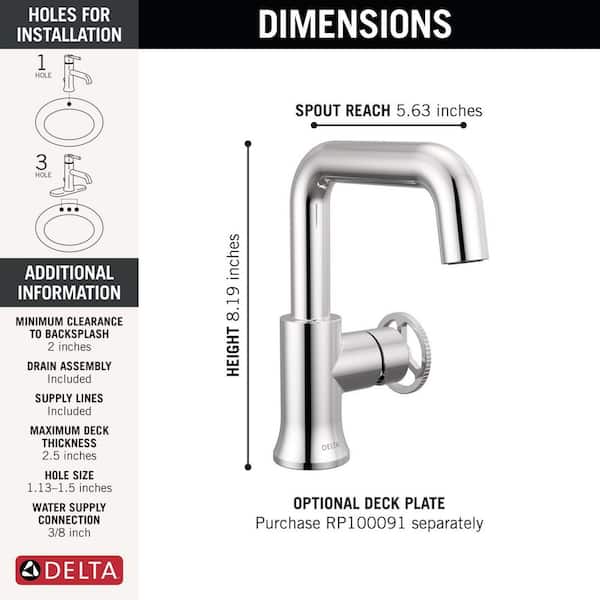 Delta Trinsic Single Handle Single Hole Bathroom Faucet with Drain