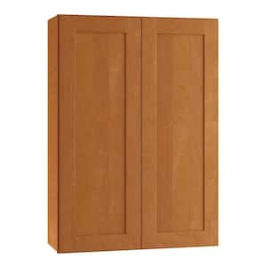 Newport 30 in. W x 12 in. D x 42 in. H Assembled Plywood Wall Kitchen Cabinet in Cinnamon with Soft Close