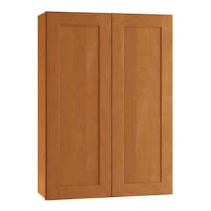 Hargrove Cinnamon Stain Plywood Shaker Assembled Wall Kitchen Cabinet Soft Close 30 in W x 12 in D x 42 in H