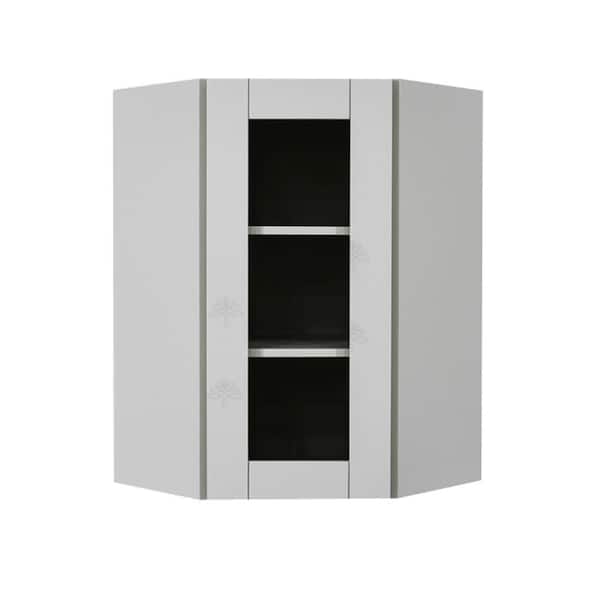 LIFEART CABINETRY Anchester Assembled 24x30x12 in. Wall Diagonal Mullion Door Cabinet with 1 Door 2 Shelves in Light Gray
