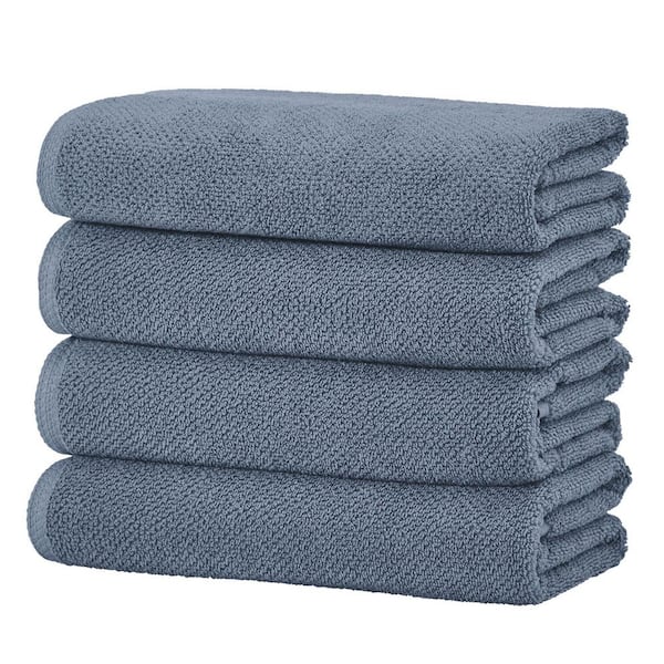 Chambray Blue 4-Pack Cotton Quick-Dry Bath Towel Set