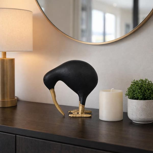 Liv & Skye Black Gold 7.5 in. x 8 in. Metal Kiwi Mom Animal