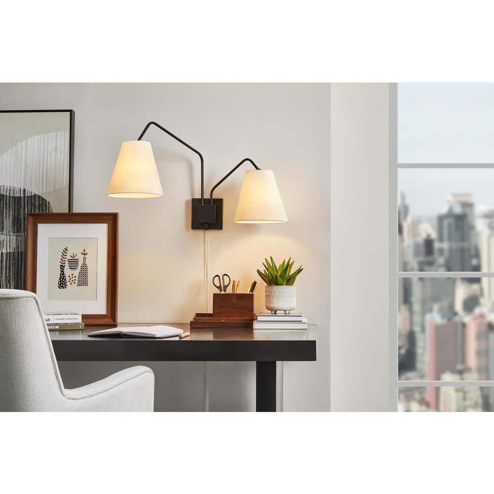 Home Decorators Collection Hilley 32 in. 2-Light Matte Black Wall