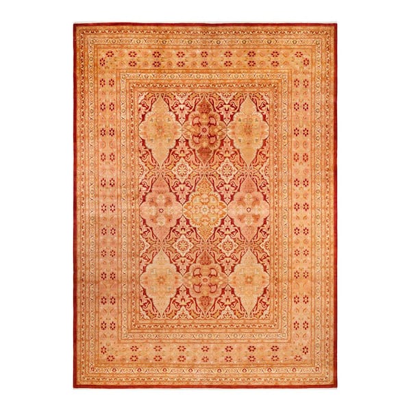 10 ft. x 14 ft. Orange Mogul Oriental Wool Indoor Area Rug