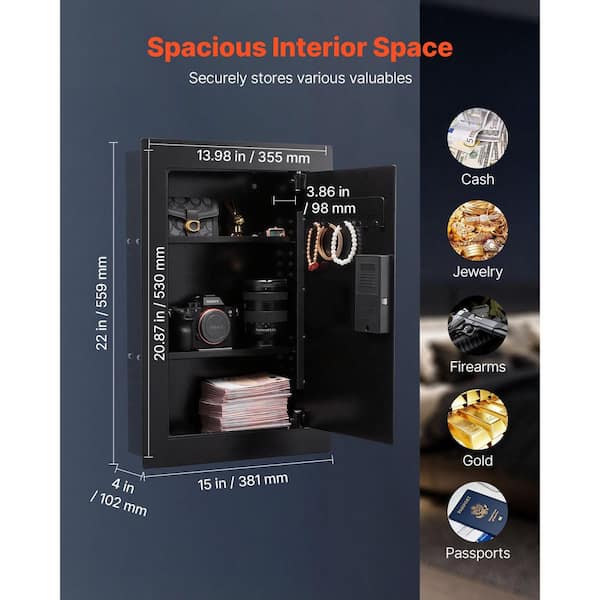 SKYSHALO 3-Tier Wall Safe, Hidden In-Wall Safe with Fingerprint