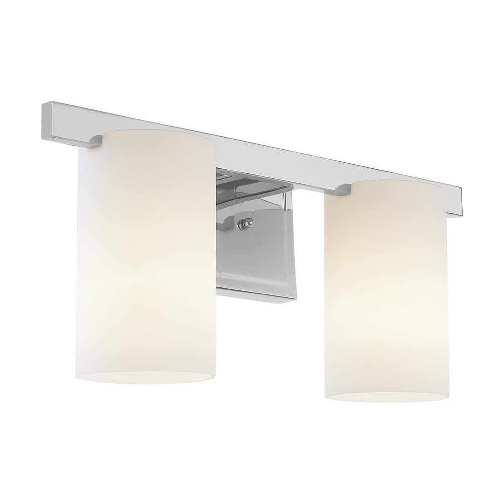 Polished Chrome 2-Light Vanity with Satin Opal Glass