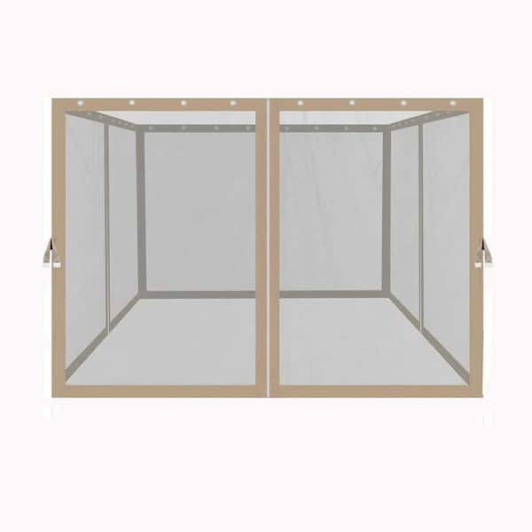 10x10 Ft Gazebo Replacement Mosquito Netting with Zippers, 4-Side Mesh Walls for Patio Gazebos