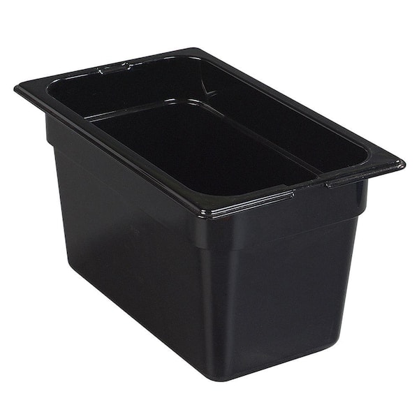 Carlisle 1/4 Size, 4 qt., 6 in. D High Heat plastic High Heat Food Pan, Lid not Included in Black (Case of 6)