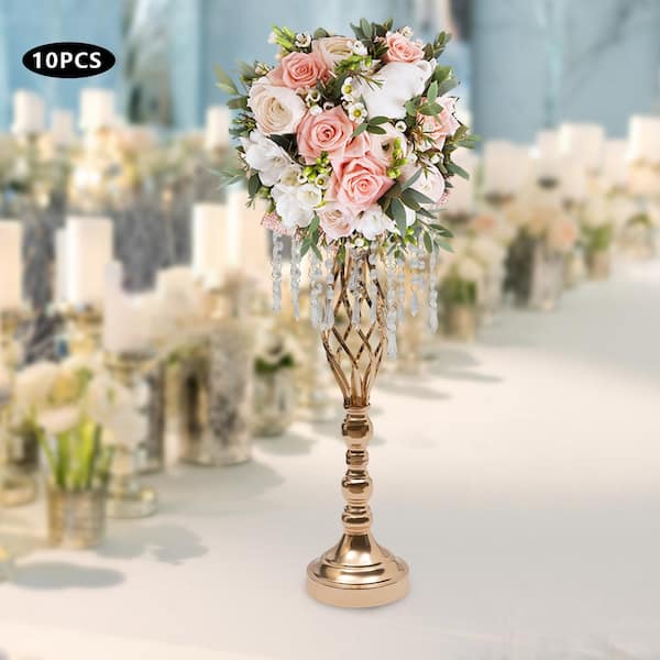 10pcs Tall Gold Geometric Trumpet Modern Wedding floral stand
