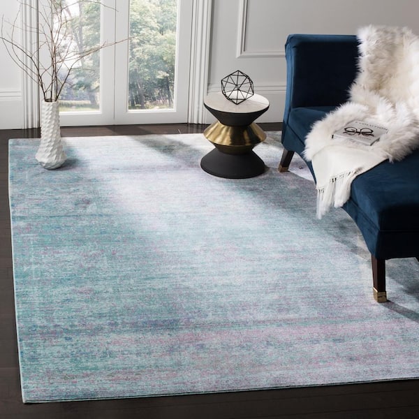Valencia 7 ft. x 7 ft. Square Turquoise/Multi Distressed Area Rug