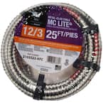 12/3 x 25 ft. Solid MC Lite Cable