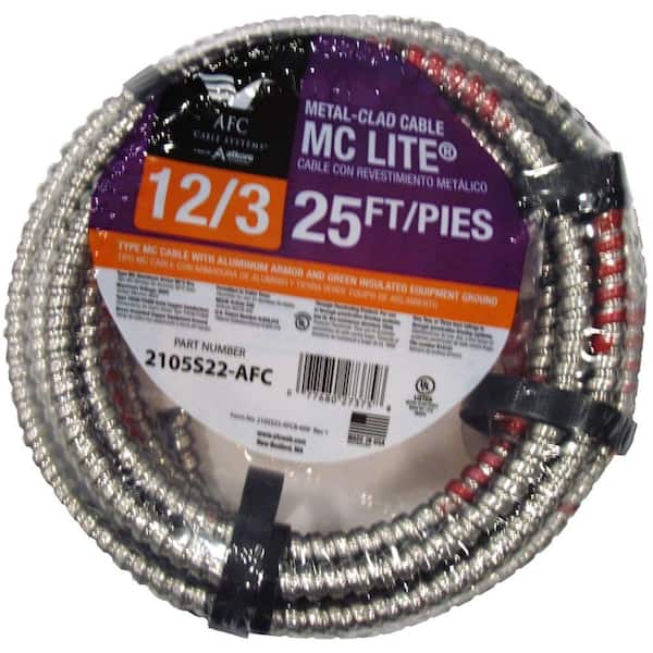 AFC Cable Systems 12/3 x 25 ft. Solid MC Lite Cable