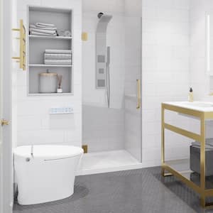 Passion 24 in. W x 72 in. H Frameless Hinged Shower Door in Brushed Gold