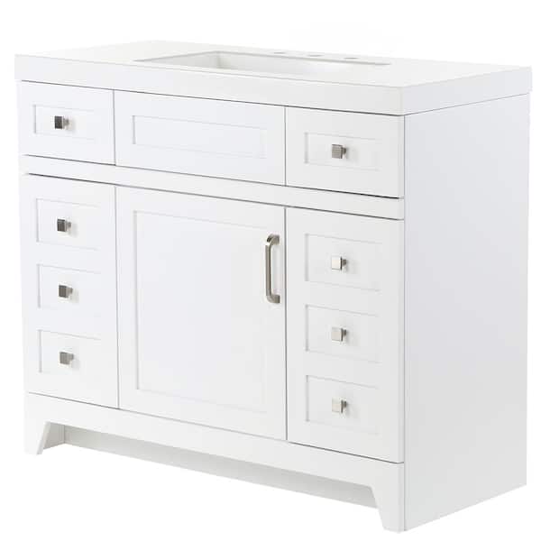 St Paul Rosedale 42 In W X 19 In D Bathroom Vanity In White With Cultured Marble Vanity Top In White With White Sink Rd42p2 Wh The Home Depot
