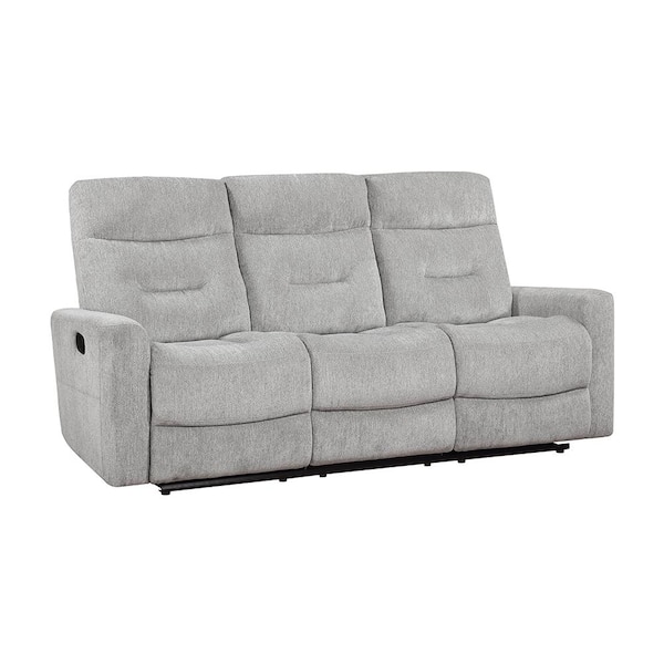 Lazzara Brooks 81 in. W Straight Arm Chenille Rectangle Manual Double Reclining Sofa in. Gray