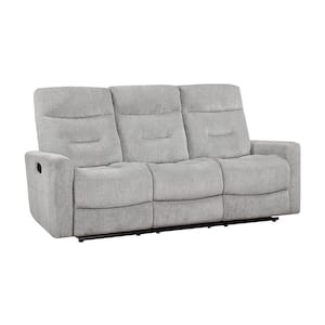 Brooks 81 in. W Straight Arm Chenille Rectangle Manual Double Reclining Sofa in. Gray