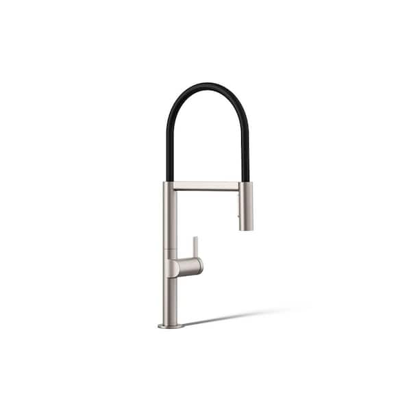 Components 1 Handle Deck Mount Standard Kitchen Faucet in Vibrant Stainless