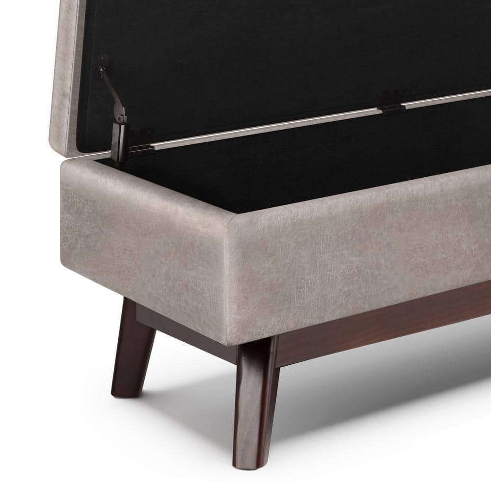 Owen 48" Gray Taupe Faux Leather Storage Ottoman