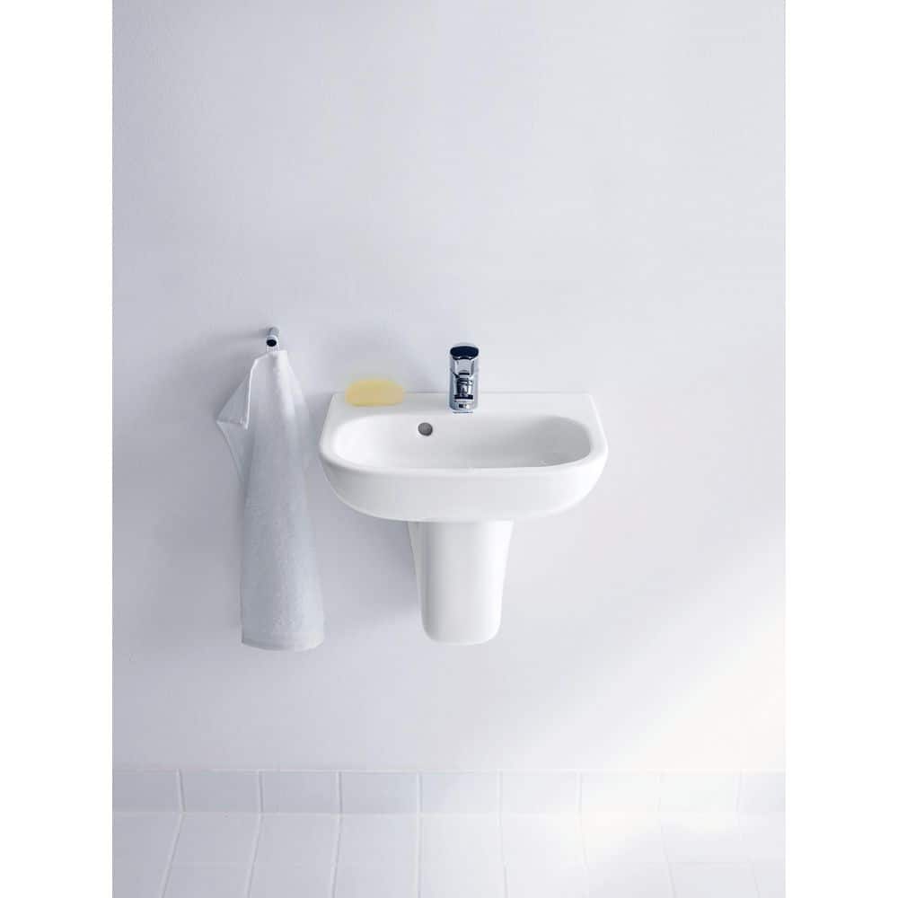 White Ceramic Wall-Mount Bathroom Sink with Overflow