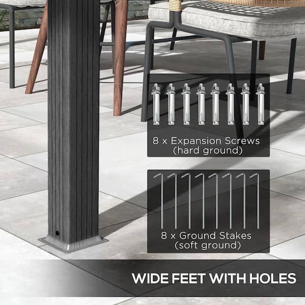 Outsunny 10 ft. x 12 ft. Gray Aluminum, Polyester Pergola 84C