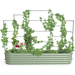 Garden Modular System 5 Section 8.0 ft. Long for 4.0 ft. x 8.0 ft. (10 in 1) Garden Beds Metal Wall Trellis