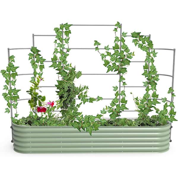 vego garden Garden Modular System 5 Section 8.0 ft. Long for 4.0 ft. x 8.0 ft. (10 in 1) Garden Beds Metal Wall Trellis