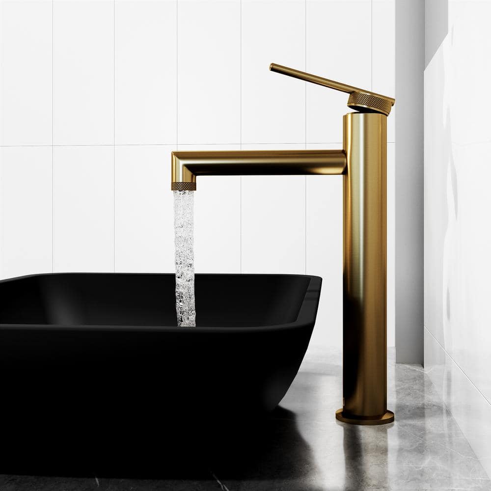 Matte Brushed Gold Single Handle Vessel Sink Faucet