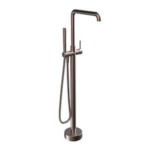 Single-Handle Floor Mounted Freestanding Tub Faucet with Hand Shower in Oil Rubbed Bronze