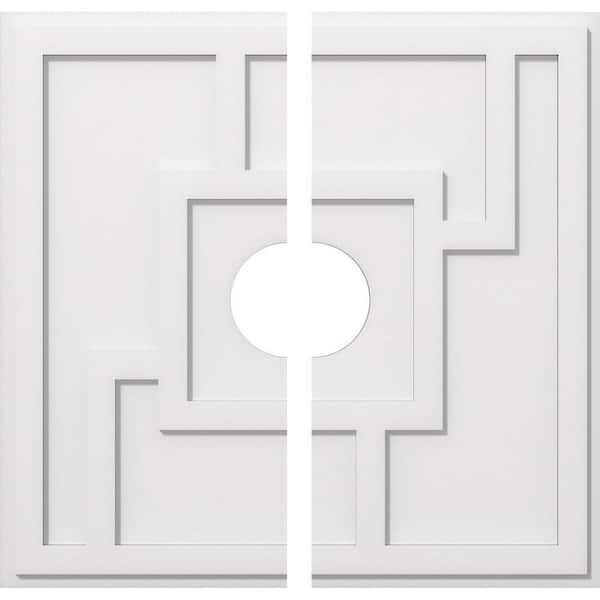 Ekena Millwork 1 in. P X 10-1/2 in. C X 30 in. OD X 6 in. ID Knox Architectural Grade PVC Contemporary Ceiling Medallion, Two Piece