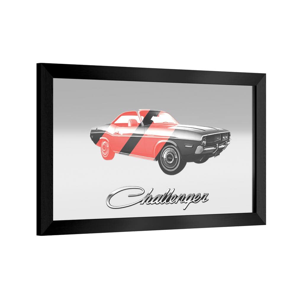 Dodge Challenger Stripes 2 26 in. W x 15 in. H Wood Black Framed Mirror ...