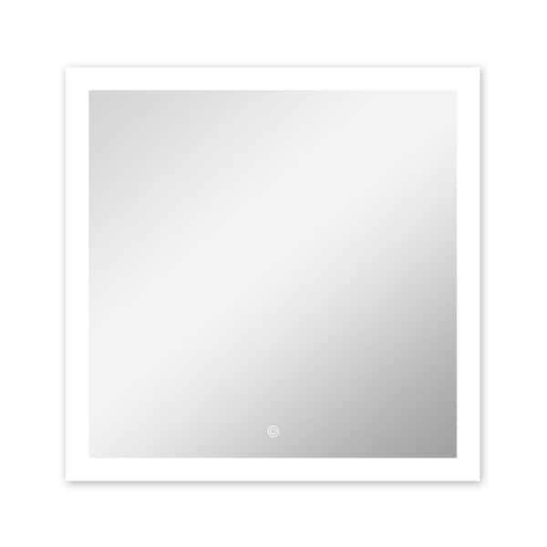 Unbranded 36 in. W x 36 in. H LED Light Square Frameless Wall Mount One button Bathroom Vanity Mirror in Silver
