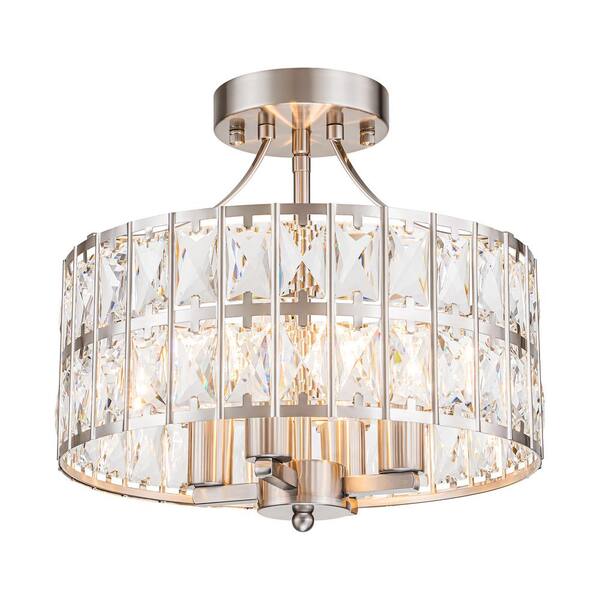 ルミナベッラMessalina SO4 peodant　chrome Rennnsan Madeline 12.59 in. 4-Light Round Chrome Drum Semi Flush