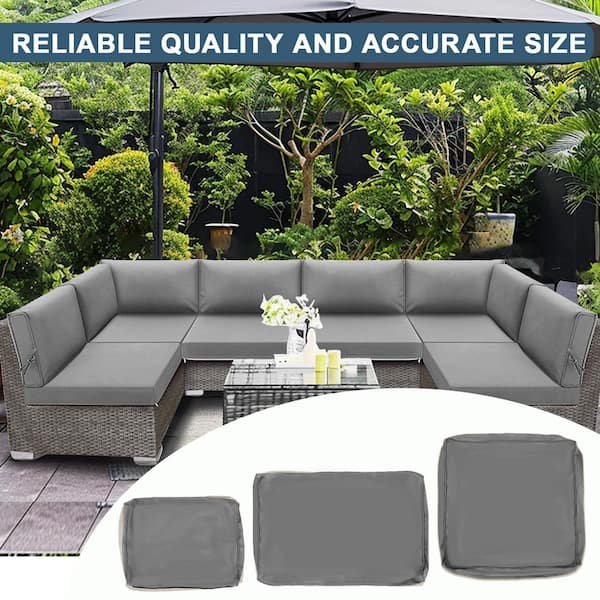 Unbranded Outdoor Patio Sofa Furniture Replacement Cushions, Seat Cushion Replacement For Sofa Sectionals (Grey)